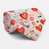 Rode harten grillige liefde patroon stropdas (Opgerold)
