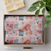 Rode harten grillige liefde patroon tissuepapier (Geschenk)