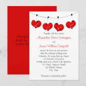 Rode harten in liefdesbruiloft-uitnodiging kaart (Voorkant / Achterkant)