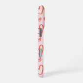 Rode harten in roze achtergrond met naam initiaal iPhone hoesje (Rechterkant)