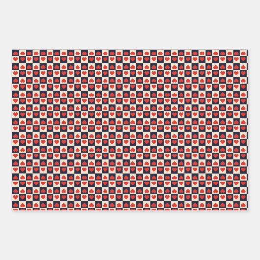 Rode harten in vierkanten patroon Valentijnsdag Inpakpapier Vel (Voorkant 3)