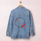 Rode harten ingelijst aangepaste foto gepersonalis denim jacket (Hangar)