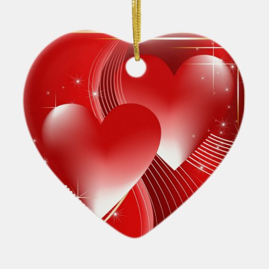 Rode harten keramisch ornament (Voorkant)