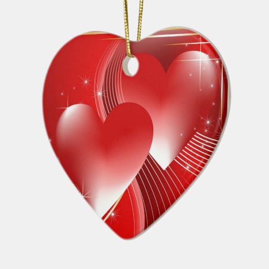 Rode harten keramisch ornament (Links)