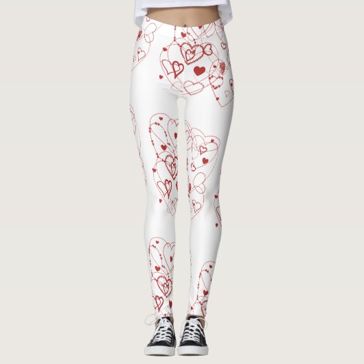 Rode harten Leggings (Voorkant)