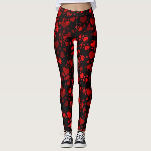 rode harten Leggings modern trendpatroon elegant (Voorkant)