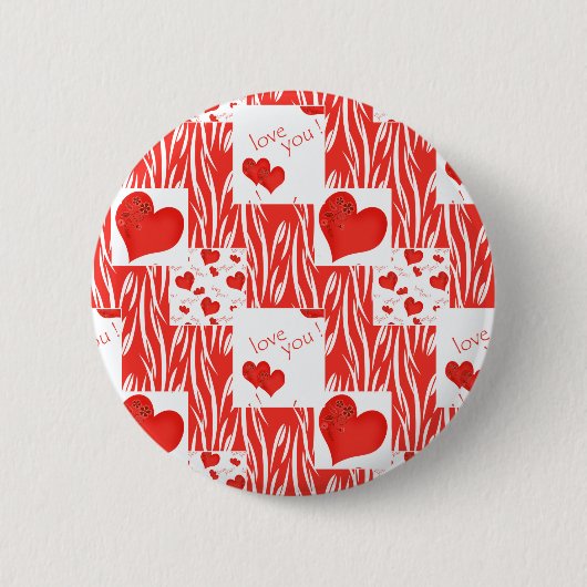 Rode harten, liefde. ronde button 5,7 cm (Voorkant)