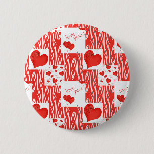 Rode harten, liefde. ronde button 5,7 cm