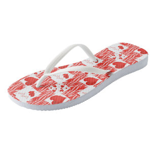 Rode harten, liefde. teenslippers
