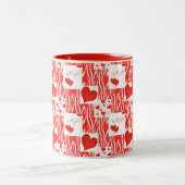 Rode harten, liefde. tweekleurige koffiemok (Center)