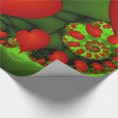 Rode harten limoen groen moderne Abstracte fractal Cadeaupapier (Hoek)