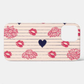 Rode harten, lippen, madeliefjes patroon. Case-Mate iPhone case (Achterkant (horizontaal))