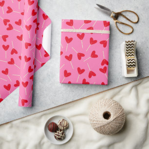 Rode Harten Lolly's Liefde Valentijnsdag Roze Cadeaupapier