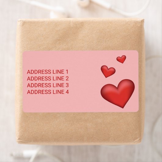 Rode harten met aangepaste tekst etiket (Insitu)