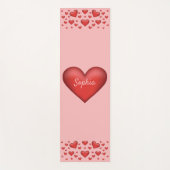 Rode harten met aangepaste tekst yogamat (Voorkant)