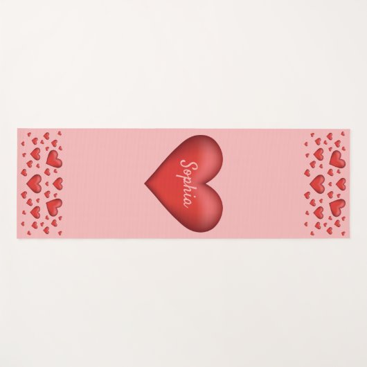 Rode harten met aangepaste tekst yogamat (Voorkant (horizontaal))