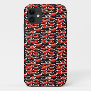 Rode harten met vleugels op zwart iPhone 11 hoesje