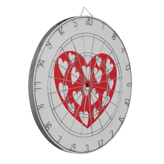 Rode harten met weinig hart dartbord (Voorkant Links)