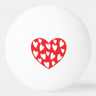 Rode harten met weinig hart pingpong pingpongballen