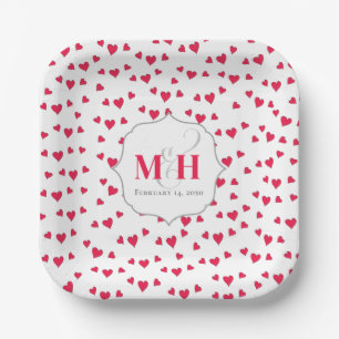 Rode Harten Monogram Calligrafie Schrift Ampersand Papieren Bordje