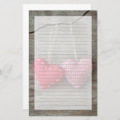 Rode harten op Houten Tabel 2 Briefpapier (Voorkant / Achterkant)