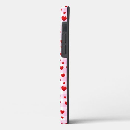 rode harten op roze gingham Case-Mate iPhone case (Achterkant / Links)