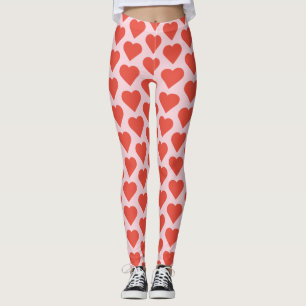 Rode harten op roze Leggings