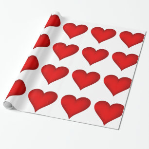 Rode harten op wit inpakpapier