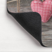 Rode harten op Wooden Table Muismat (Hoek)