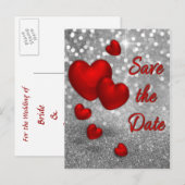 Rode harten op zilveren glitter - Sla de Kaart Dat (Voorkant / Achterkant)