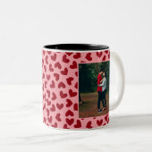 Rode harten patroon 2 aangepaste foto's Mok (Voorkant rechts)