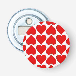 Rode harten patroon, romantisch, liefde button flesopener