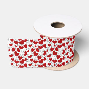 Rode harten patroon Valentijnsdag inpakpapier Lint