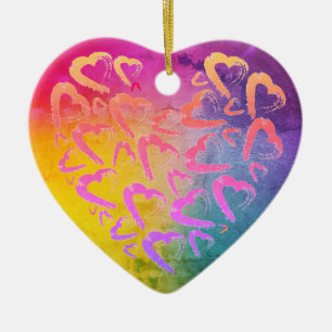 Rode harten regenboog keramische Ornament
