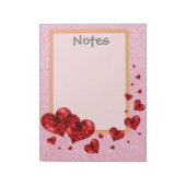 Rode harten & Roos Glitter Groot Notitieblok (Gedraaid)