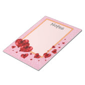 Rode harten & Roos Glitter Groot Notitieblok (Schuin)