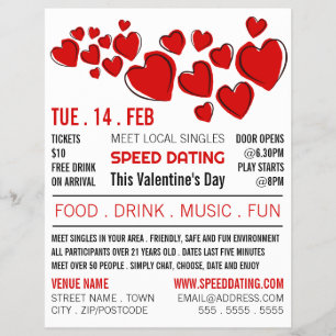 Rode harten, speed Dating Event Adverteren Flyer