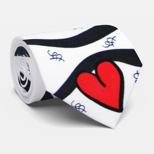 Rode harten stropdas (Opgerold)
