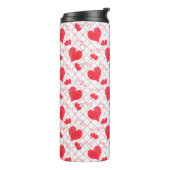 Rode harten, tekst, "hou van je". thermosbeker (Gedraaid links)