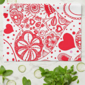 Rode harten voor Valentijnsdag Theedoek (Gevouwen)
