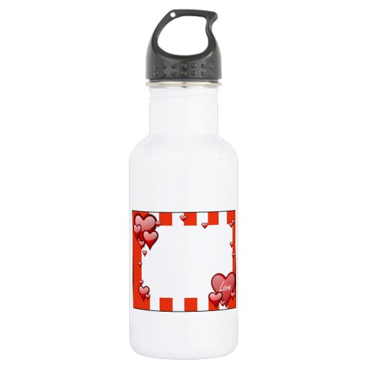 Rode Harten Waterfles (Voorkant)