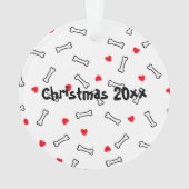 Rode harten witte Botten hond foto Ornament (achterkant)