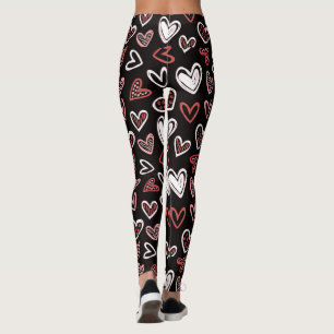 rode harten zwart-wit leggings