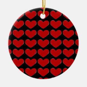 Rode harten Zwart Witte Liefde Huwelijk Postzegel Keramisch Ornament
