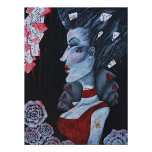 Rode Hartendame Alice Wonderland Fantasie Kunst Foto Afdruk