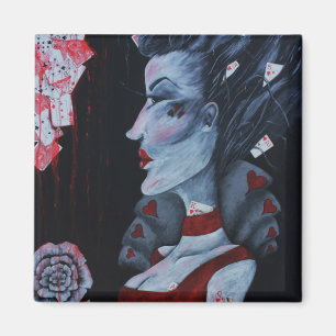 Rode Hartendame Alice Wonderland Fantasie Kunst Magneet
