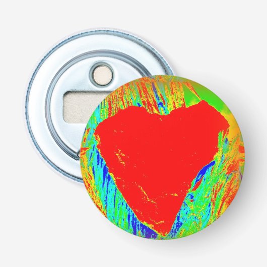 rode hartflesopening button flesopener (Voorkant)