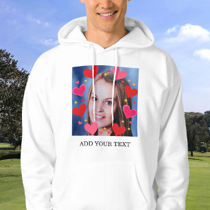 Rode Hartjes Liefde Aangepaste Foto Tekst Persoonl Hoodie