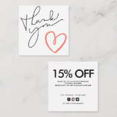 Rode hartkalligrafie Korting Dank je Vierkante Visitekaartje (Voorkant / Achterkant)