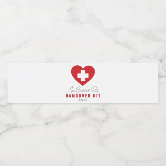 Rode hartritmekruis Hangover Kit Water Fleslabels Waterfles Etiket (Enkel label)